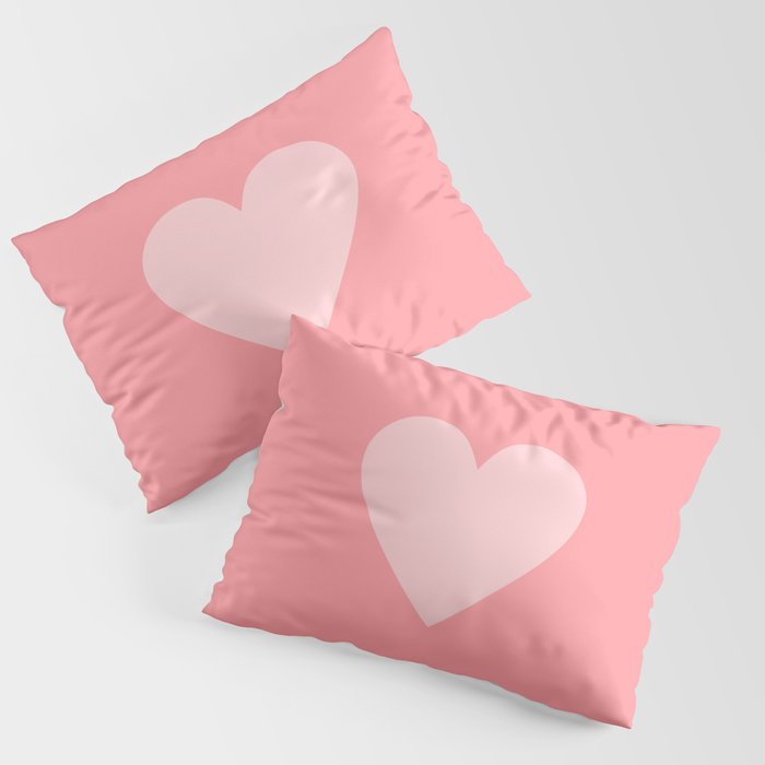 Cute Blush Pink Heart Minimal Pastel Pillow Sham Gallery Image 3
