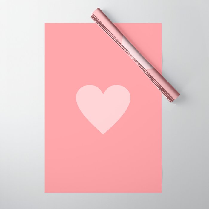 Cute Blush Pink Heart Minimal Pastel Wrapping Paper Gallery Image 1