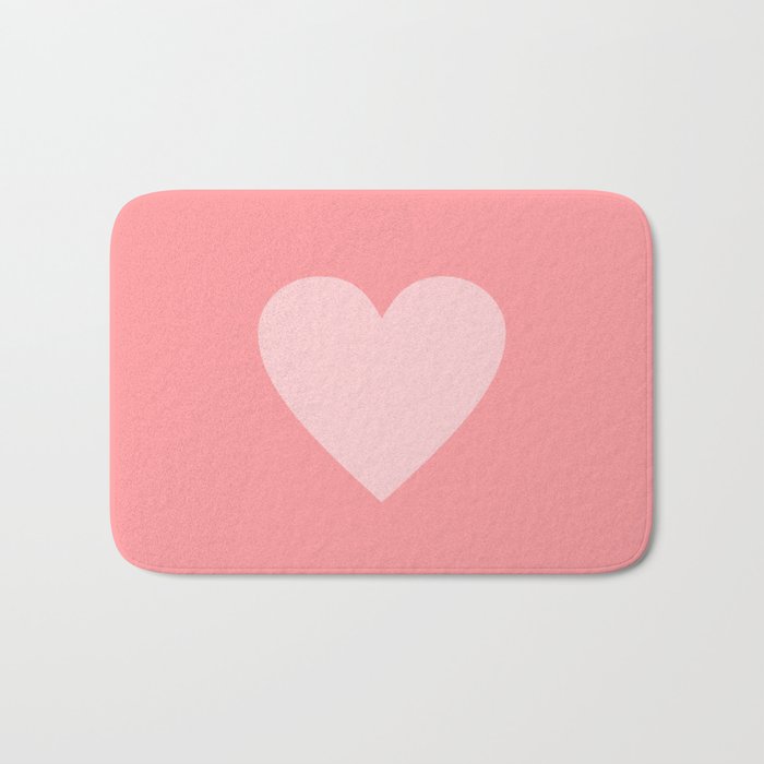 Cute Blush Pink Heart Minimal Pastel Bath Mat Gallery Image 1