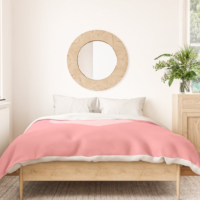 Cute Blush Pink Heart Minimal Pastel Duvet Cover Gallery Image 3