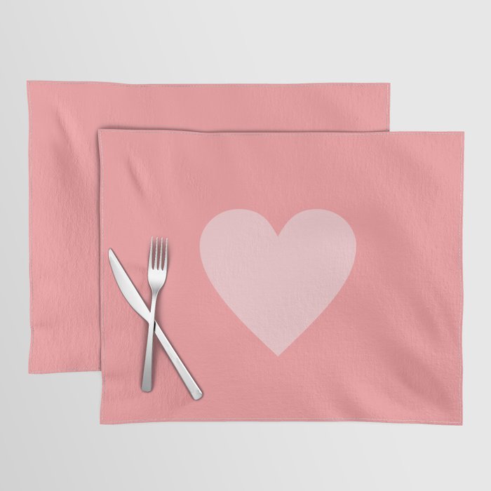 Cute Blush Pink Heart Minimal Pastel Placemat Gallery Image 1