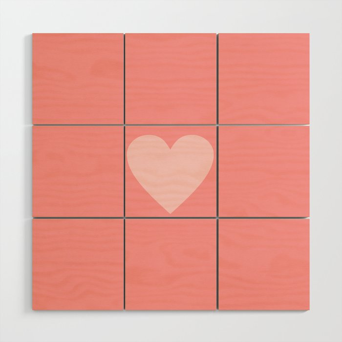 Cute Blush Pink Heart Minimal Pastel Wood Wall Art Gallery Image 1
