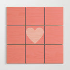 Cute Blush Pink Heart Minimal Pastel Wood Wall Art Gallery Image 1