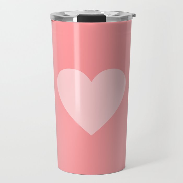 Cute Blush Pink Heart Minimal Pastel Travel Mug Gallery Image 1