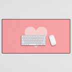 Cute Blush Pink Heart Minimal Pastel Desk Mat Gallery Image 1
