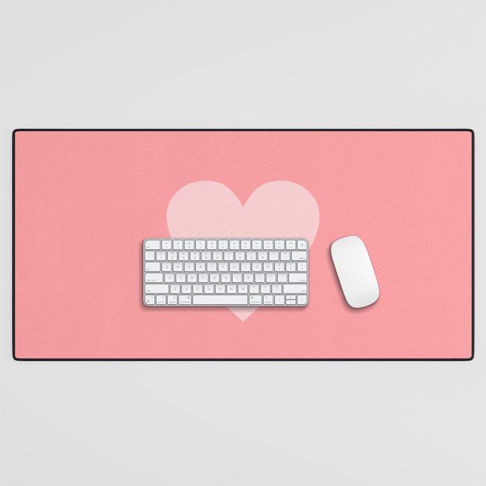 Cute Blush Pink Heart Minimal Pastel Desk Mat Gallery Image 1