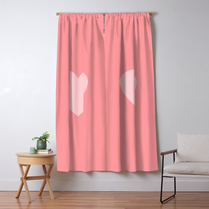 Cute Blush Pink Heart Minimal Pastel Window Curtain Gallery Image 5