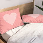 Cute Blush Pink Heart Minimal Pastel Pillow Sham Gallery Image 2