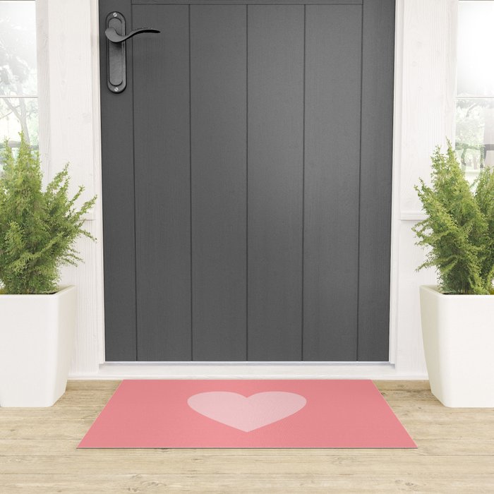 Cute Blush Pink Heart Minimal Pastel Welcome Mat Gallery Image 3