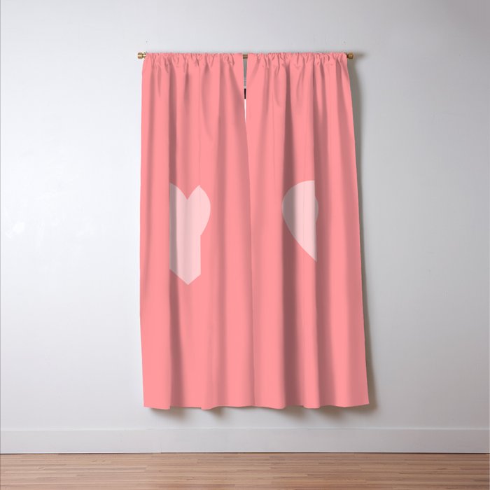 Cute Blush Pink Heart Minimal Pastel Window Curtain Gallery Image 3
