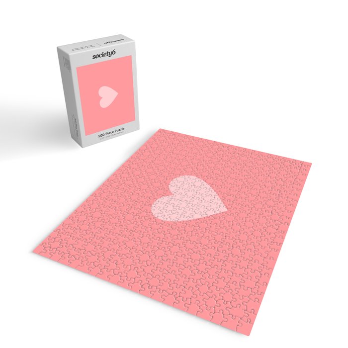 Cute Blush Pink Heart Minimal Pastel Jigsaw Puzzle Gallery Image 2