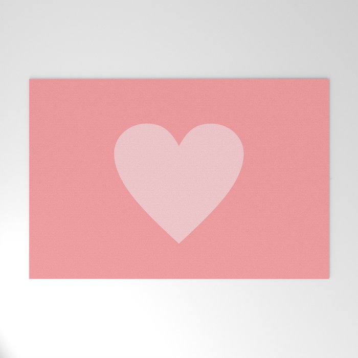 Cute Blush Pink Heart Minimal Pastel Welcome Mat Gallery Image 1