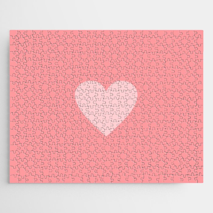 Cute Blush Pink Heart Minimal Pastel Jigsaw Puzzle Gallery Image 1