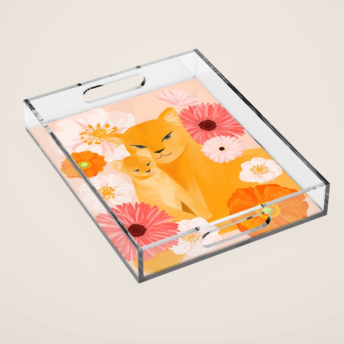 Mother Lion and cub II Acrylic Tray Gallery Image 1