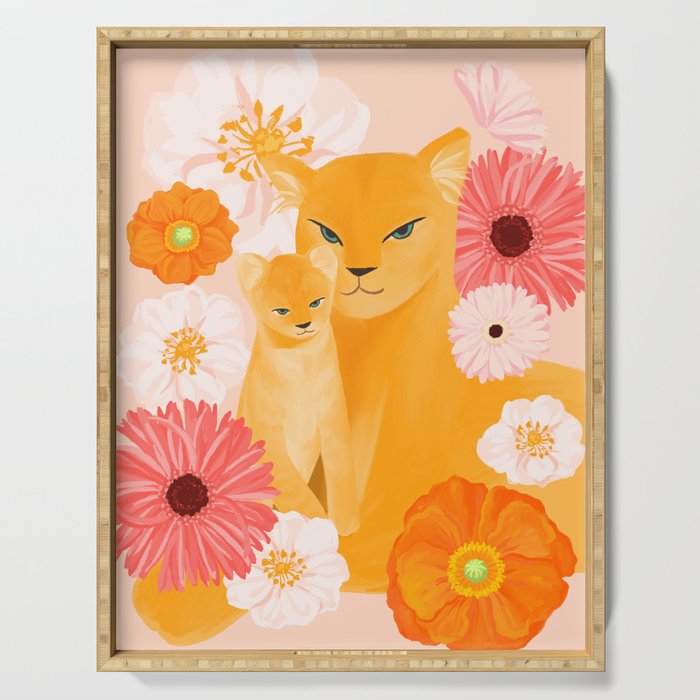 Mother Lion and cub II Serving Tray Gallery Image 1