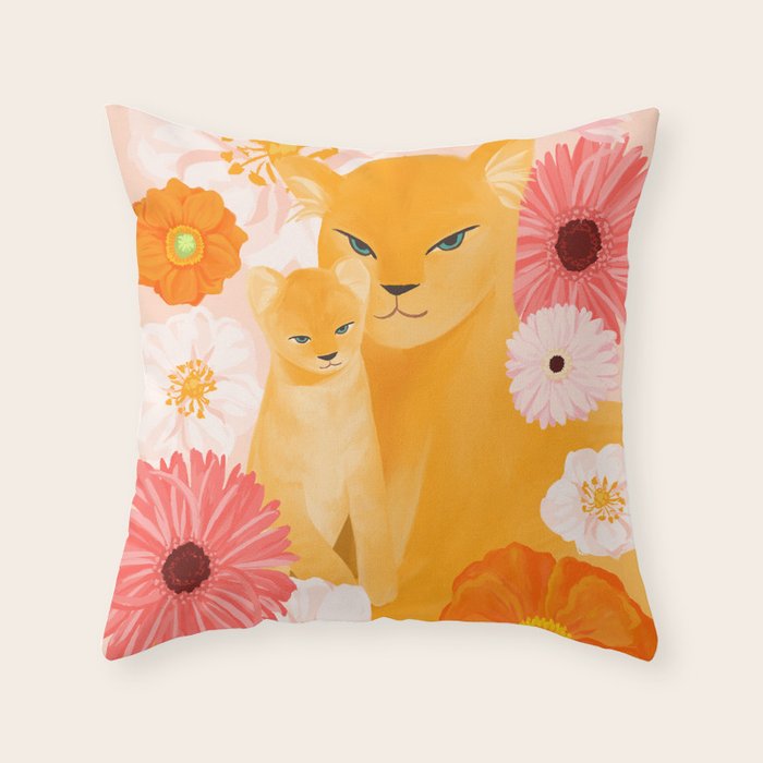Mother Lion and cub II Throw Pillow Gallery Image 1