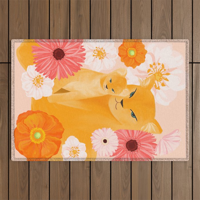 Mother Lion and cub II Outdoor Rug Gallery Image 1