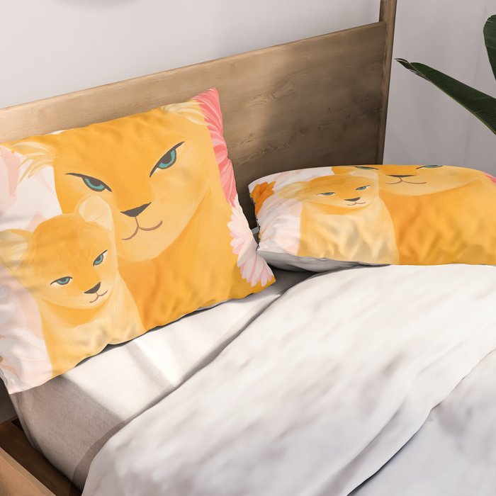Mother Lion and cub II Pillow Sham Gallery Image 2