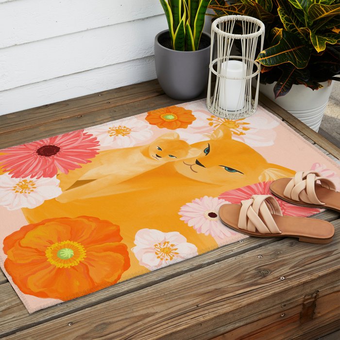 Mother Lion and cub II Outdoor Rug Gallery Image 2