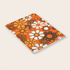 Retro 70s Floral Pattern Groovy Garden Flowers in Orange and Brown Notebook Gallery Image 3