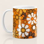 Retro 70s Floral Pattern Groovy Garden Flowers in Orange and Brown Coffee Mug Gallery Image 3