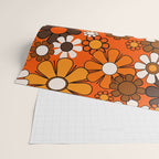 Retro 70s Floral Pattern Groovy Garden Flowers in Orange and Brown Wrapping Paper Gallery Image 2