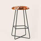 Retro 70s Floral Pattern Groovy Garden Flowers in Orange and Brown Stool Gallery Image 1