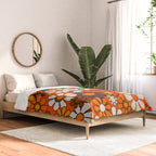 Retro 70s Floral Pattern Groovy Garden Flowers in Orange and Brown Comforter Gallery Image 2