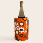 Retro 70s Floral Pattern Groovy Garden Flowers in Orange and Brown Wine Chiller Gallery Image 1
