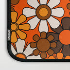 Retro 70s Floral Pattern Groovy Garden Flowers in Orange and Brown Laptop Sleeve Gallery Image 3
