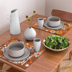 Retro 70s Floral Pattern Groovy Garden Flowers in Orange and Brown Placemat Gallery Image 2