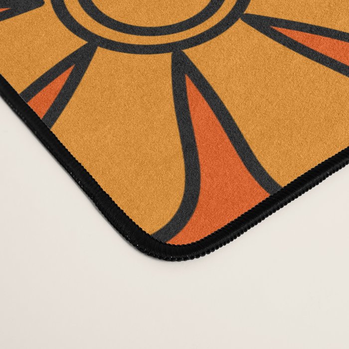Retro 70s Floral Pattern Groovy Garden Flowers in Orange and Brown Desk Mat Gallery Image 4