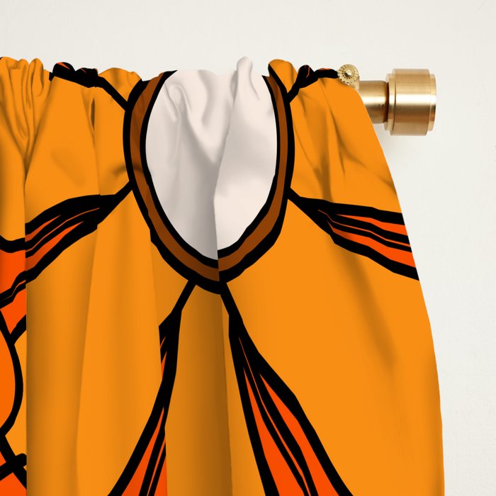 Retro 70s Floral Pattern Groovy Garden Flowers in Orange and Brown Window Curtain Gallery Image 2