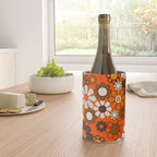 Retro 70s Floral Pattern Groovy Garden Flowers in Orange and Brown Wine Chiller Gallery Image 4