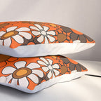 Retro 70s Floral Pattern Groovy Garden Flowers in Orange and Brown Pillow Sham Gallery Image 3