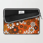 Retro 70s Floral Pattern Groovy Garden Flowers in Orange and Brown Laptop Sleeve Gallery Image 2