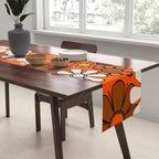 Retro 70s Floral Pattern Groovy Garden Flowers in Orange and Brown Table Runner Gallery Image 2