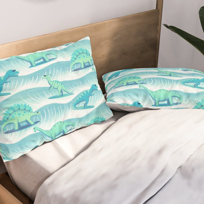 Surfosaurus - Aqua  Pillow Sham Gallery Image 2