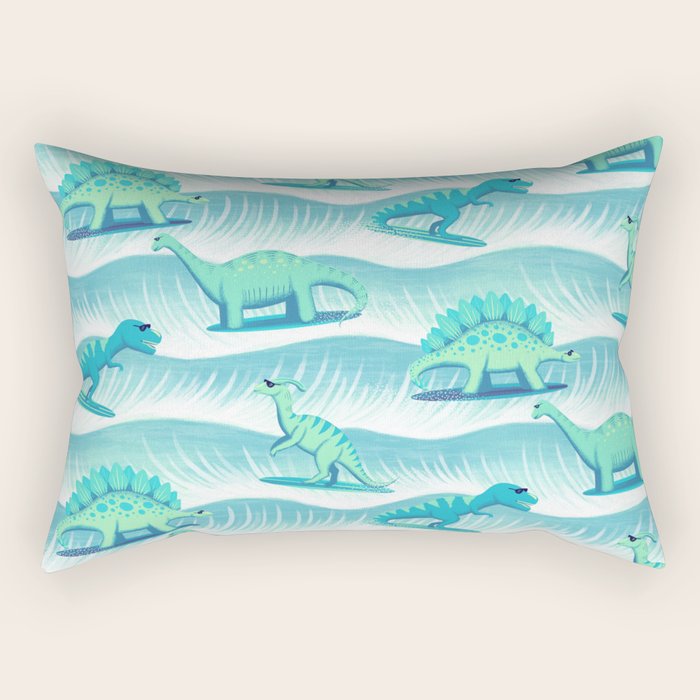 Surfosaurus - Aqua  Rectangular Pillow Gallery Image 2
