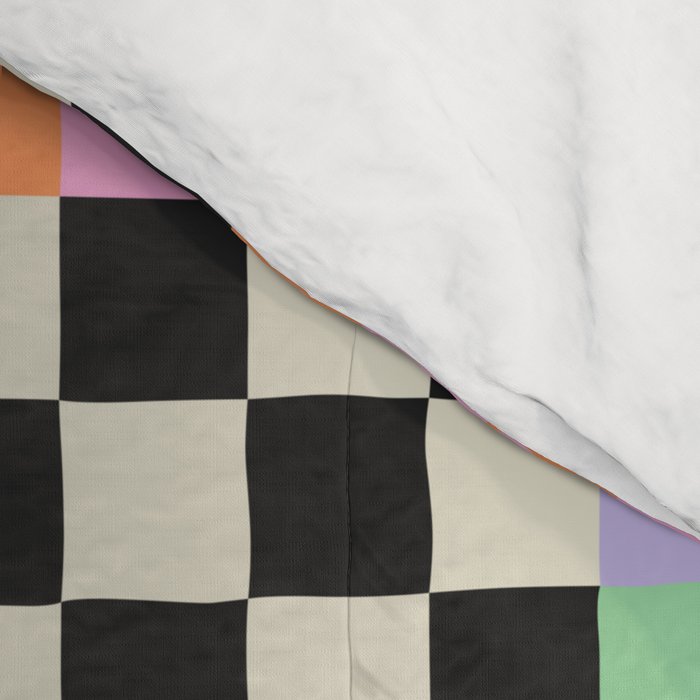 Colorful retro checkered patchwork pattern Comforter Gallery Image 4