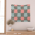 Colorful retro checkered patchwork pattern Wall Tapestry Gallery Image 2