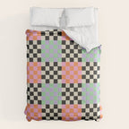 Colorful retro checkered patchwork pattern Comforter Gallery Image 6