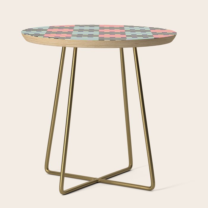 Colorful retro checkered patchwork pattern Side Table Gallery Image 1