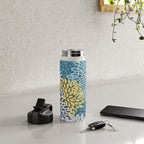 Modern, Floral Prints, Blue and Yellow Water Bottle Gallery Image 4