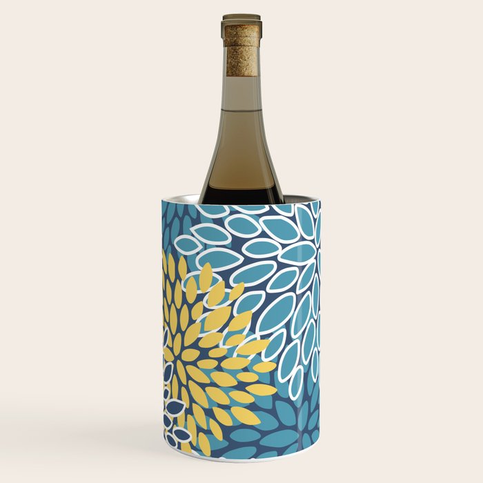 Modern, Floral Prints, Blue and Yellow Wine Chiller Gallery Image 1