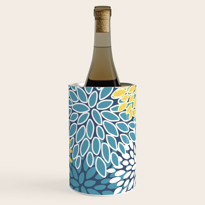 Modern, Floral Prints, Blue and Yellow Wine Chiller Gallery Image 3