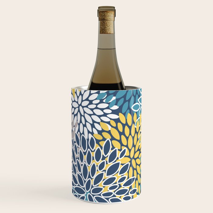 Modern, Floral Prints, Blue and Yellow Wine Chiller Gallery Image 2