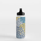 Modern, Floral Prints, Blue and Yellow Water Bottle Gallery Image 3