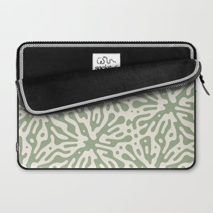 Organic Matter in Ivory and Green Laptop Sleeve Gallery Image 2