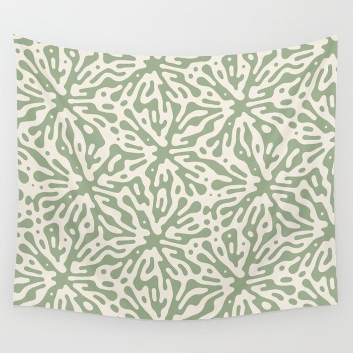 Organic Matter in Ivory and Green Wall Tapestry Gallery Image 4